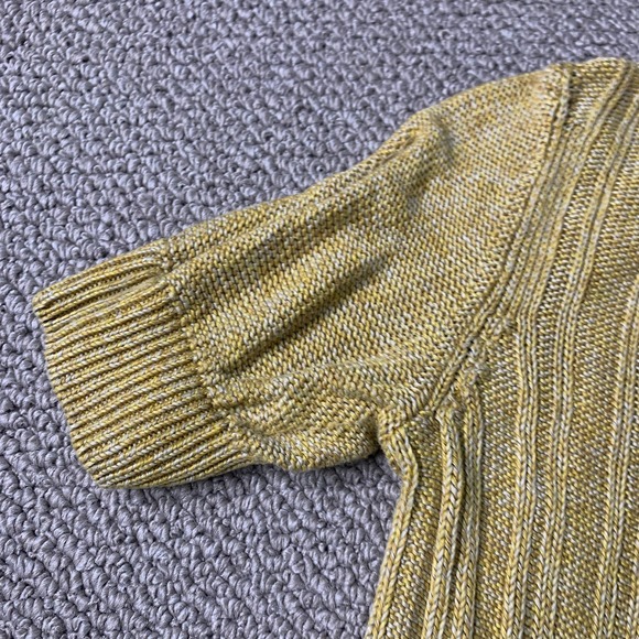 Tory Burch Womens Sweater Size Medium Yellow Chunky Knit Linen Short Sleeves - Picture 3 of 10